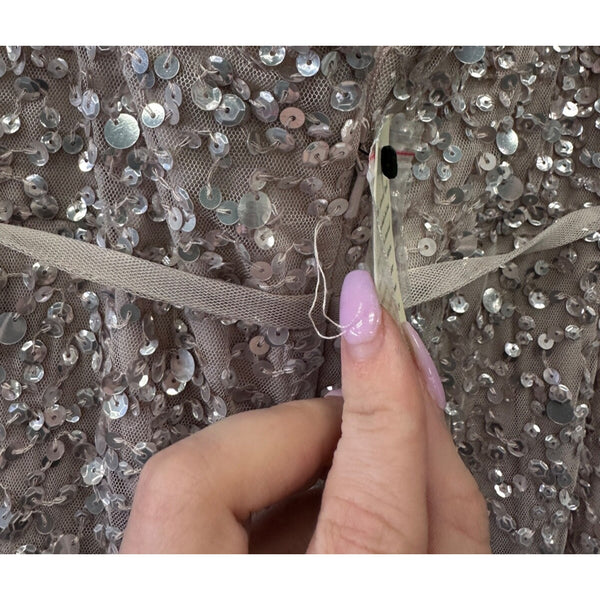 Adrianna Papell 40318 Allover Sequin Dress Morganite Sz. 14 (SAMPLE)