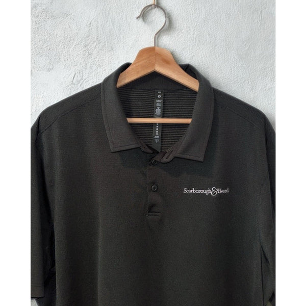 Lululemon Evolution Polo Shirt Mens 2XL Black Scarborough & Tweed Logo NWOT