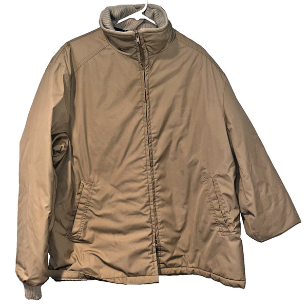 Woolrich Vintage Chore Jacket 2XL Tan Blue Nylon Lining Knit USA Made