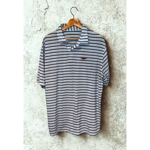 Peter Millar Crown Seaside Stripe Polo L Drirelease Baltusrol Golf Logo