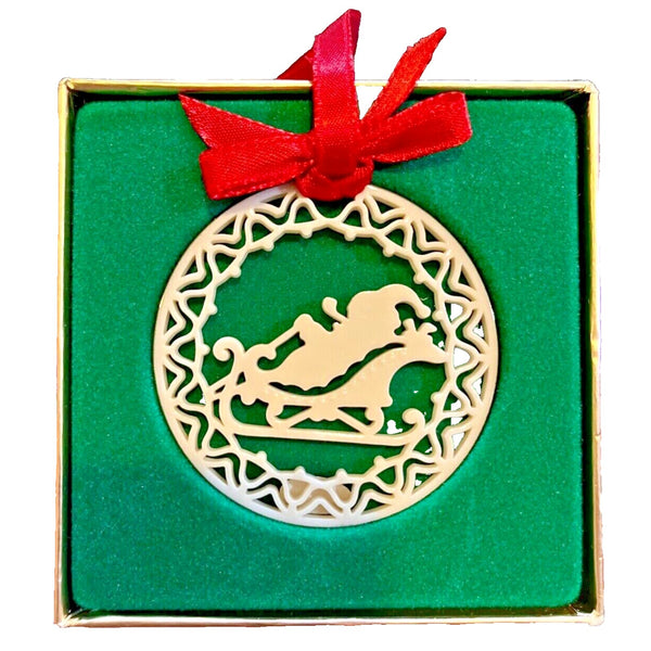 Lenox Christmas Yuletide Ornament Santa in Sleigh Bone China Vintage 1988