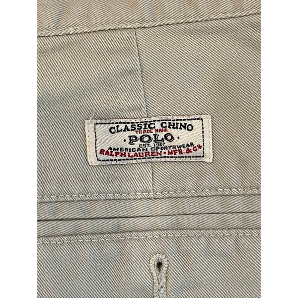 Polo Ralph Lauren Tyler Shorts Mens 42 Beige Pleated Chino Vintage Preppy 9"
