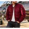 Alpha Industries MA-1 Flight Bomber Jacket Men's L Burgundy Orange Reversible