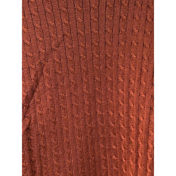 Polo Ralph Lauren Sweater Mens XL Brown Cable Knit V Neck Cotton Silk Preppy