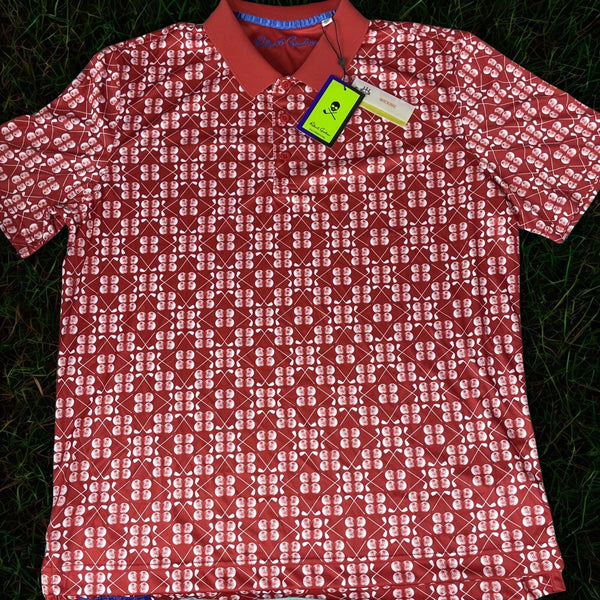 Robert Graham Baritone Clubhouse Golf Polo Shirt Mens M Red Pink Performance NWT