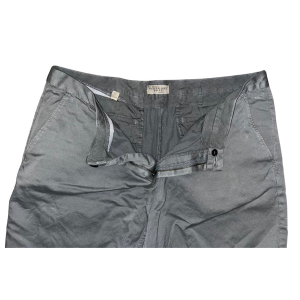 Burberry Brit Sz 38 Grey Chino Shorts Cotton Linen EUC