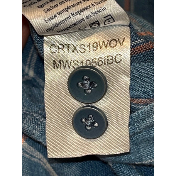 Faherty Brand Mens 2XL 100% Linen Indigo Blue Plaid Button Down Beach Shirt