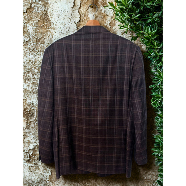 Ermenegildo Zegna Neiman Marcus Blazer 44R EU 54 Brown Windowpane Wool