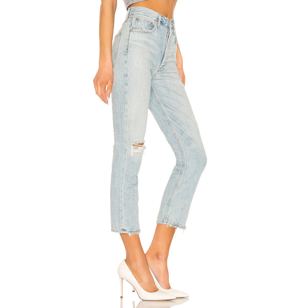 AGOLDE Riley High Rise Straight Cropped Jeans Shatter Wash Sz. 28X26 $188 NWOT