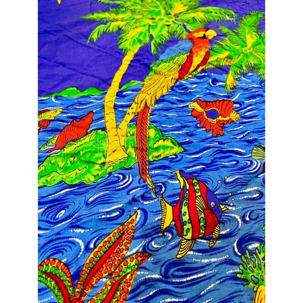Tropical Print Fringe Edge Shawl Scarf Skirt Beach 68” x 42” Vintage Women's