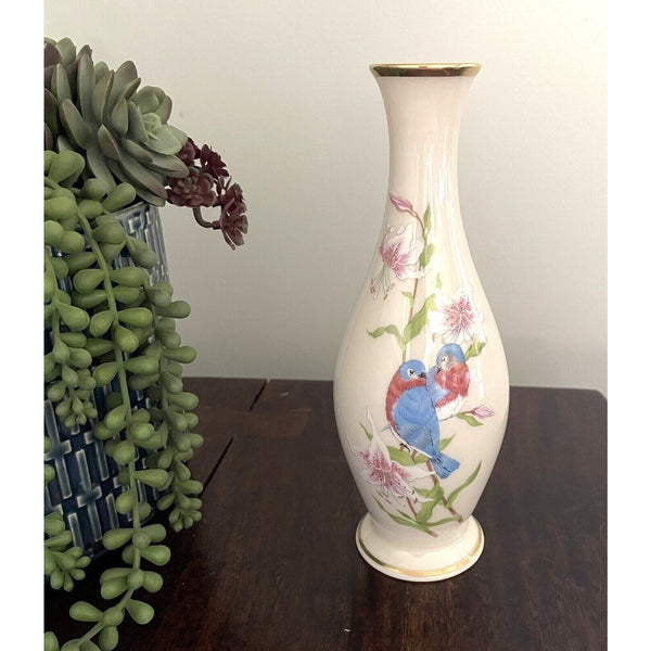 Lenox Eternal Love Vase Limited Ed. w/Orchids & Blue Birds~ in Original Box