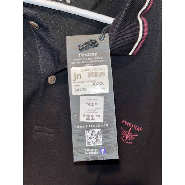 Firetrap Mens Lazer Polo Shirt Black Red Sz. 4XL