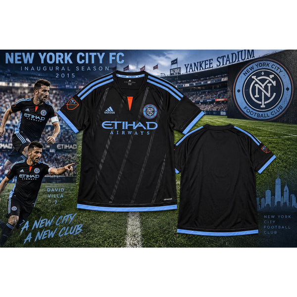 NYCFC Adidas 2015 Away Soccer Jersey Men's L Inaugural Season ClimaCool Rare