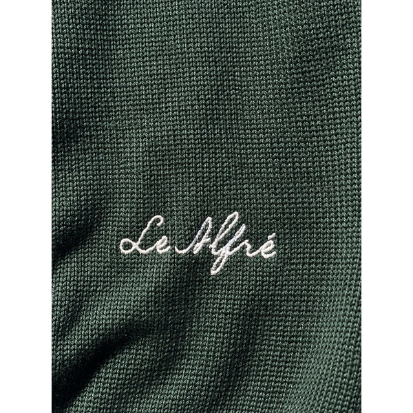 Le Alfré Crewneck Sweater Men's XL Hunter Green Cotton Elbow Patch Made Portugal