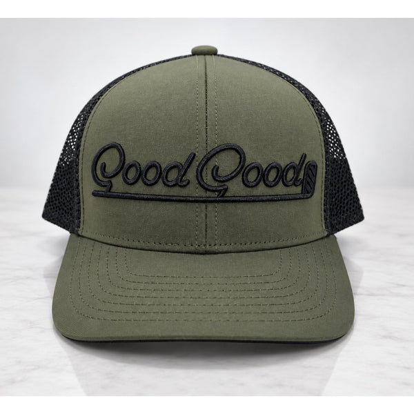 Good Good Golf Stance Trucker Hat Olive Green Black Mesh Snapback OSFA