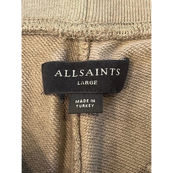 AllSaints Raven Sweatpants Mens Large Taupe Joggers Organic Cotton Made Turkey