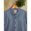 LL Bean Mens Large Multi Blue Houndstooth Check Flannel Button Down Shirt Pocket