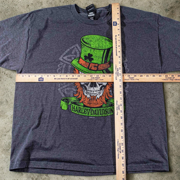 Harley Davidson Scottsdale Arizona Leprechaun Skull T Shirt Men's XL Gray Biker