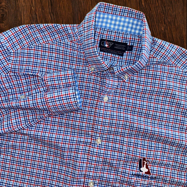 Vineyard Vines Americas Cup Bermuda 2017 Murray Shirt USA Large Check Stretch