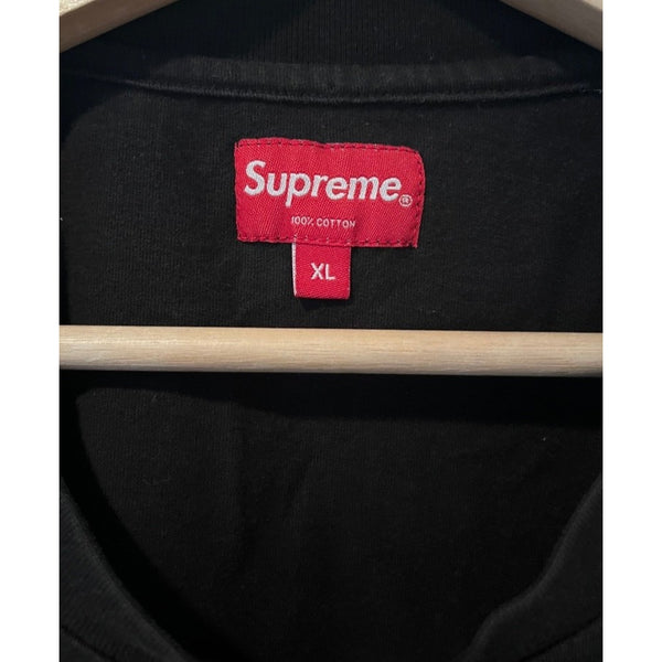 Supreme Oval Top Black T-Shirt Men's XL SS23 Embroidered Logo Made in Portugal