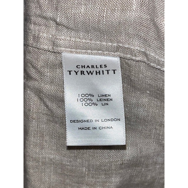 Charles Tyrwhitt 100% Linen Shirt Mens XL Oatmeal Classic Fit Long Sleeve NWOT