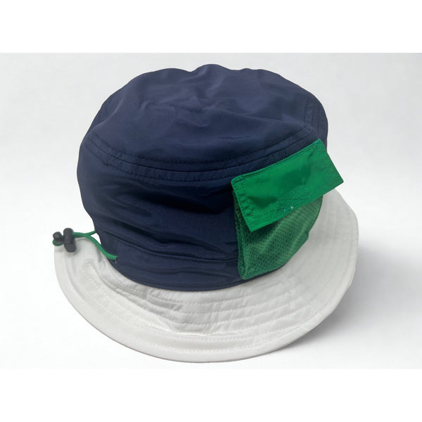 Polo Ralph Lauren Bucket Hat Nylon Navy White Pocket Adjustable S/M EUC