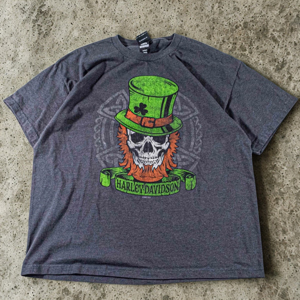 Harley Davidson Scottsdale Arizona Leprechaun Skull T Shirt Men's XL Gray Biker