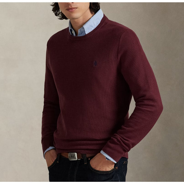 Polo Ralph Lauren Sweater 2XL Red Wine Pima Cotton Knit Crewneck Long Sleeve