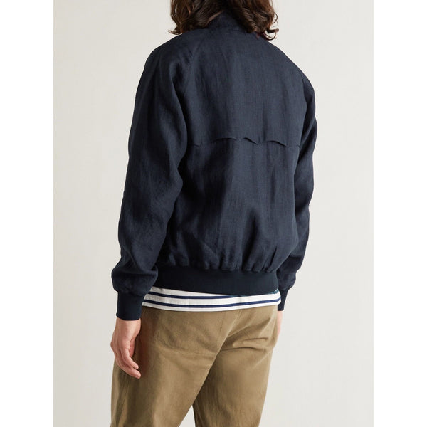 Baracuta G9 Linen Harrington Jacket Blue Fraser Tartan Italy Sz 46 L