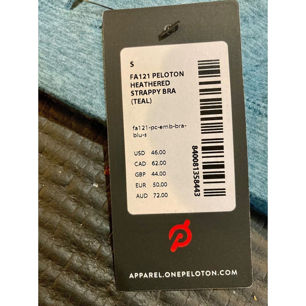 Peloton Women's Sz Small Heathered Teal Strappy Back Sports Bra (FA121) NWT