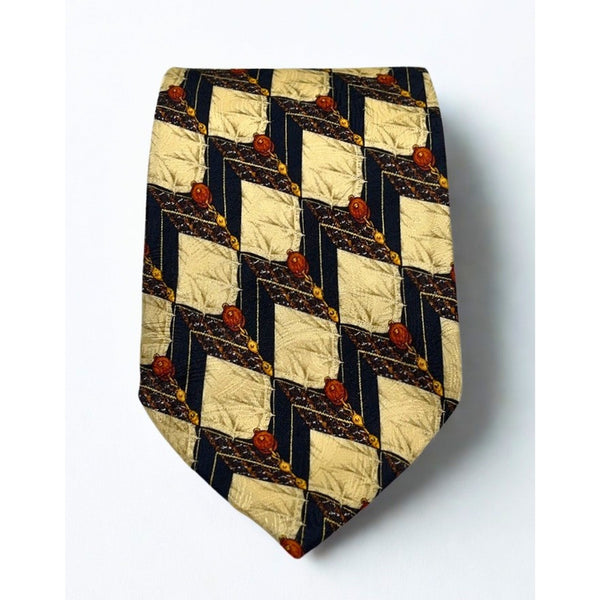 Ermenegildo Zegna Silk Tie Italy Art Deco Geometric Luxury Designer Necktie