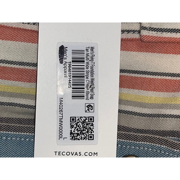 Tecovas Flying T Foundation Weight Pearl Snap Shirt NWT Large Western Stripe