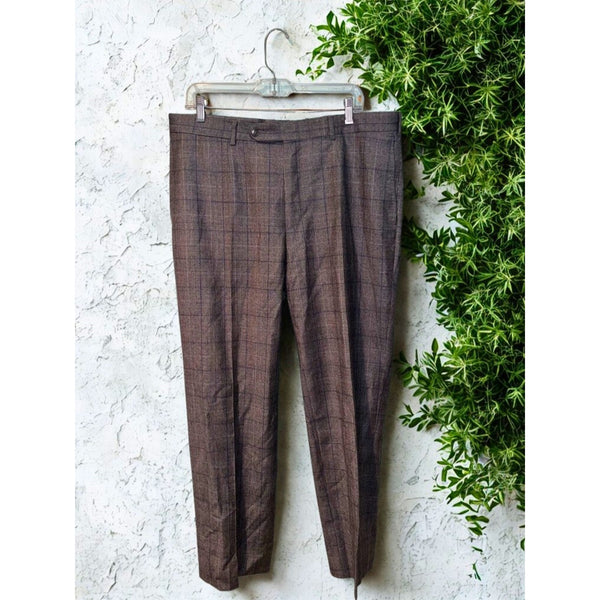 Ermenegildo Zegna Trofeo Mila Suit 56R Glen Plaid 100% Wool Made in Switzerland