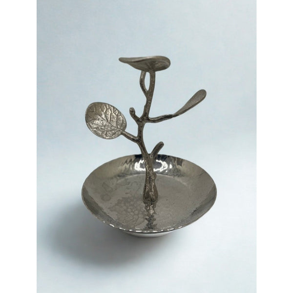 Michael Aram Silver Ring Catch Jewelry Dish Stainless Steel Leaf Branch Trinket