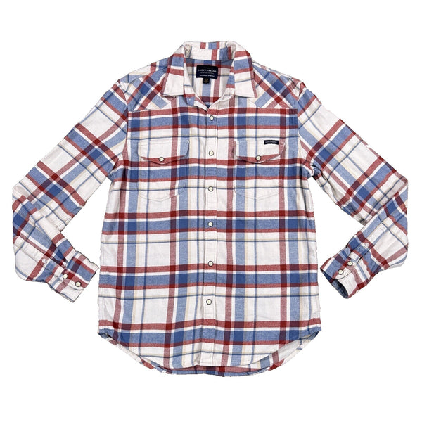 Lucky Brand Men's Long Sleeve Western Pearl Snap Plaid Shirt Sz. L Western EUC