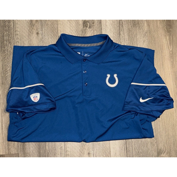 Indianapolis Colts Nike Dri-FIT Polo Shirt Men's XL Blue NFL Training NWOT