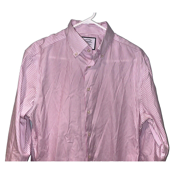 Charles Tyrwhitt Dress Shirt Non Iron Slim Fit Pink Stripe Men's 16.5/34