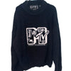 MTV Sweater Cable Knit 1989 Music Grunge Vintage Black Sz. XL