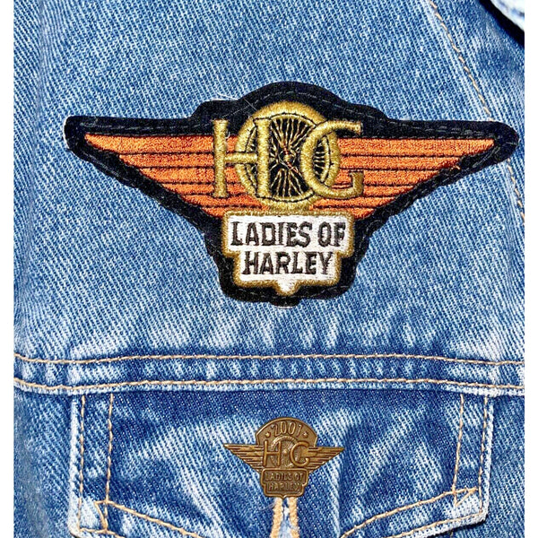 Arizona Harley Davidson Patches Denim Jean Motorcycle Jacket Sz. S Vintage