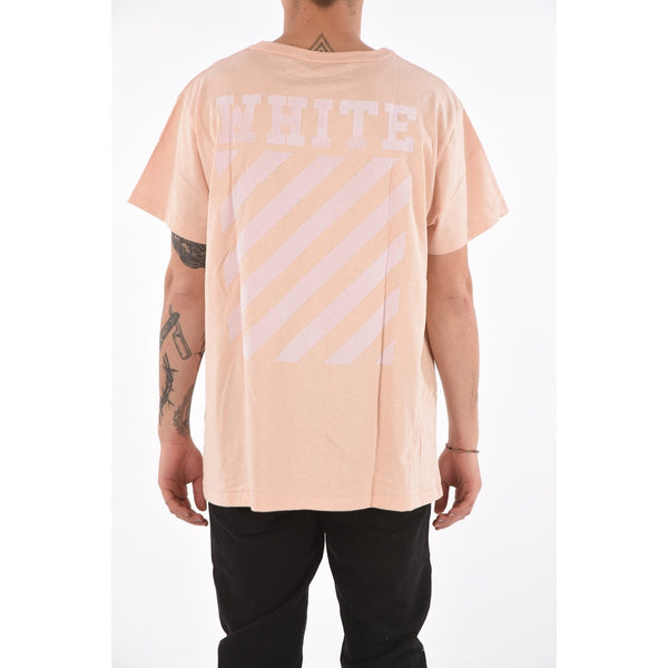 Off-White c/o Virgil Abloh x Kith 2017 Pink Main Label Tee Shirt Sz. M Authentic