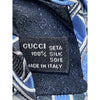 Gucci Geometric Silk Tie Blue Black Gray 100% Silk Made in Italy