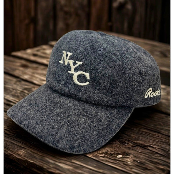 Roots Athletics NYC USA Wool Adjustable Hat Cap Gray Vintage Made In Canada OS