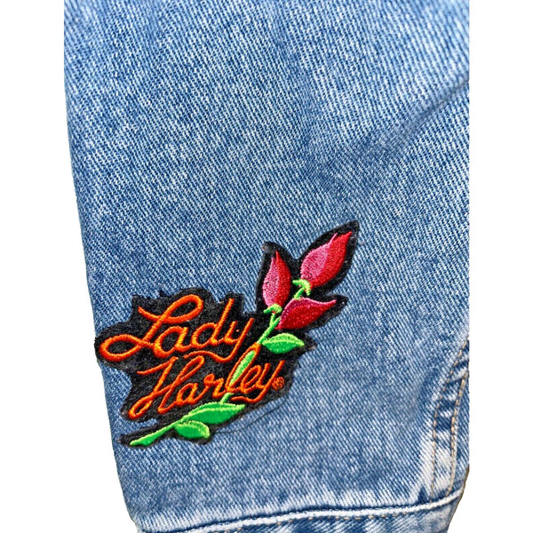 Arizona Harley Davidson Patches Denim Jean Motorcycle Jacket Sz. S Vintage