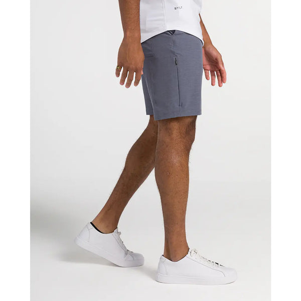 BYLT Kinetic Shorts L Gray Iron Performance Chino 32x9 Zip Pocket NWOT