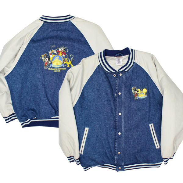 Walt Disney World Denim Jacket Sz. XL Adult Happiest Celebration Earth Coat