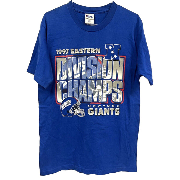 New York Giants NFL 1997 Division Champs T Shirt Sz. XL Blue Pro Player Vintage