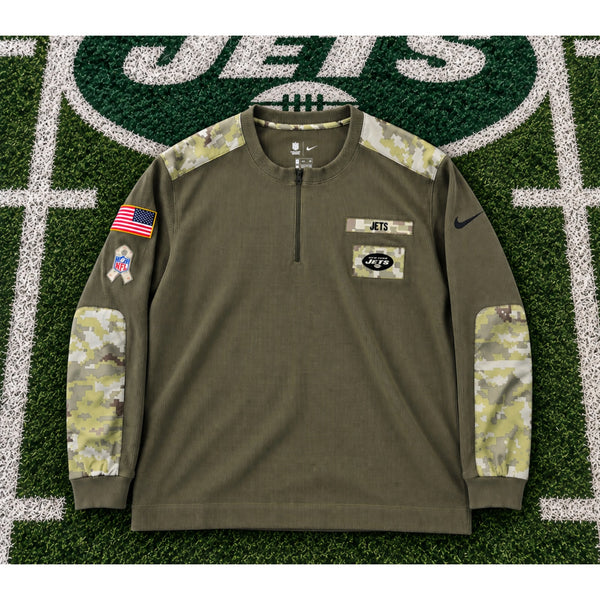 New York Jets NFL Nike Salute to Service Thermal 1/4 Zip Henley Olive Sz 3XL