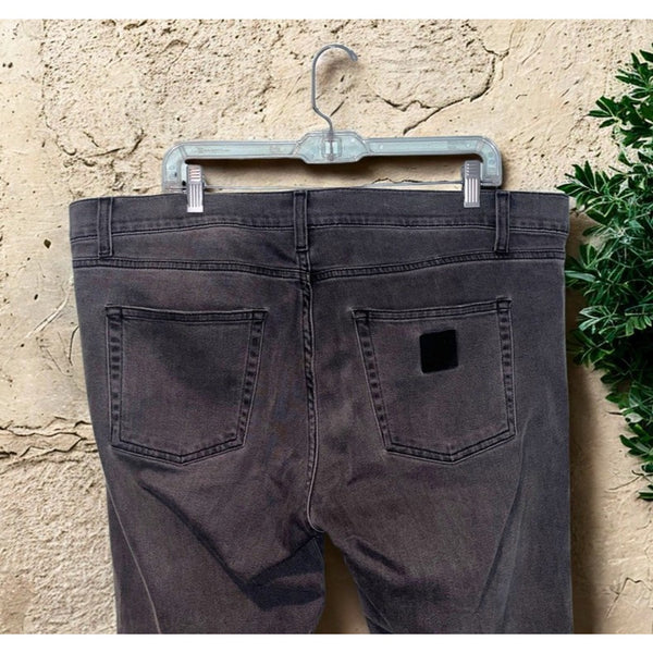 Carhartt WIP Rebel Pants 38x34 Black Washed Denim Jeans Stretch Slim