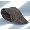 Fendi Cravatte Vintage Silk Tie Navy Gold All Over FF Logo Made in Italy EUC