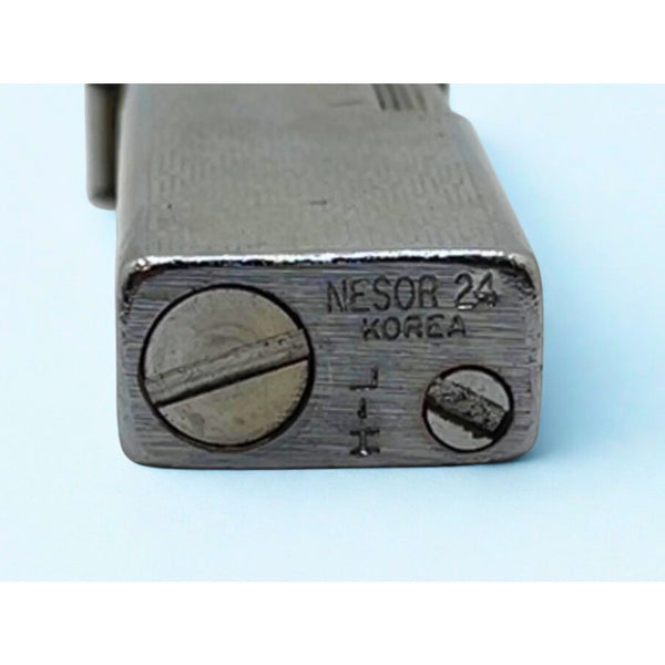 NESOR 24 Korea Silver Vintage Pocket Lighter Chrome Retro Collectible